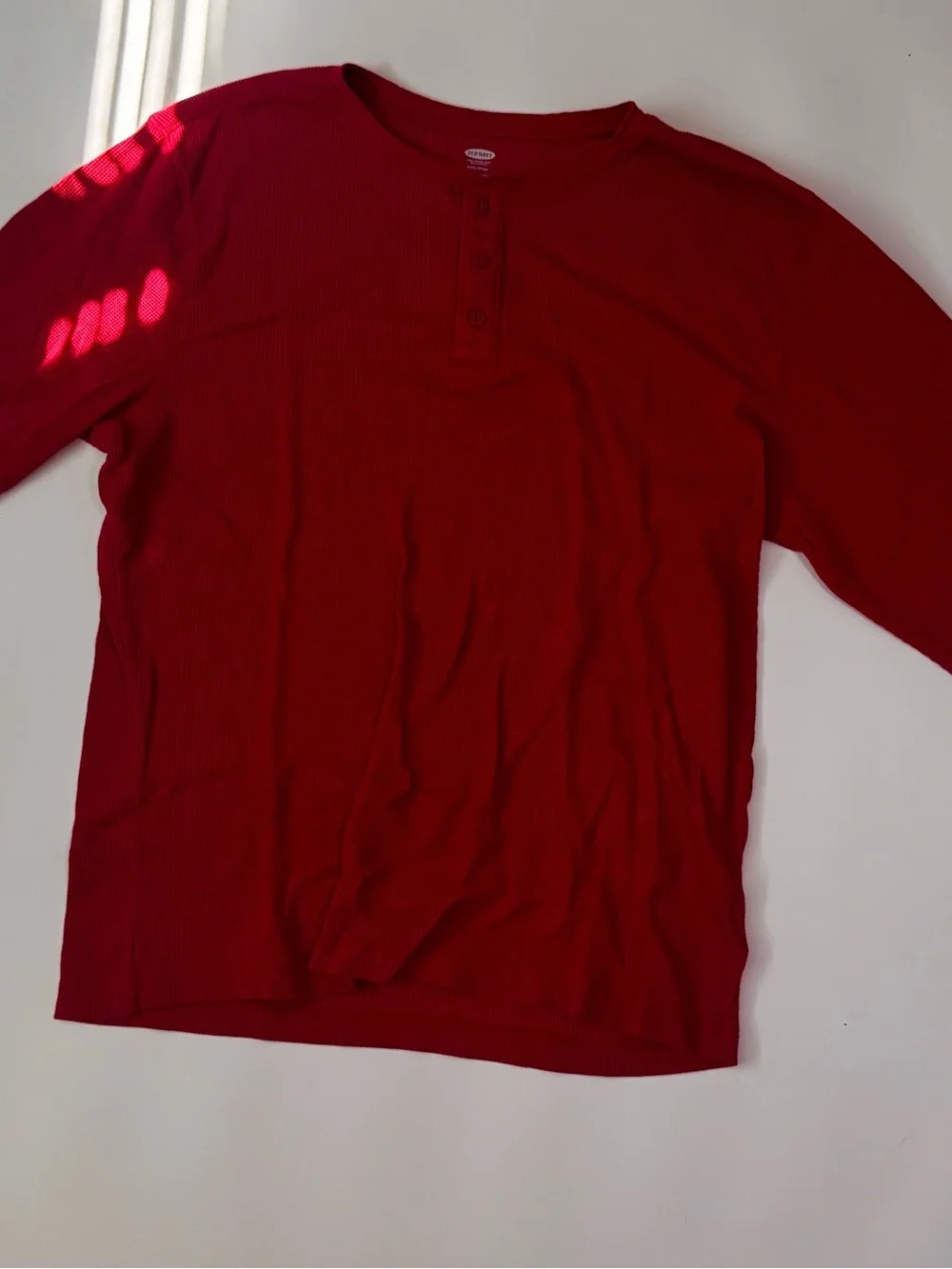 Old Navy Red Waffle Knit Henley Shirt